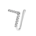 Silver non-piercing U-shaped nose clip with sparkling zircon stones in a sleek 7-shape - Number 7 Shape (X606) / Silver