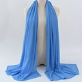 Sky blue long chiffon hijab wrap for women displayed on a white mannequin torso - 38