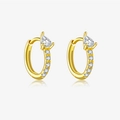S925 sterling silver hoop earrings with gold finish and pear-shaped stones - 18K Gold-Water Drop / Gold