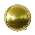 Golden 4D round aluminum foil balloon with polished mirror metallic finish for party decor - 12 Inch / Gold
