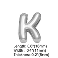 Polished silver balloon style letter K charm with dimensions 16mm by 11mm by 5mm - Silver K
