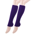 Purple ribbed knit leg warmers in a slouchy JK style with a heel-less toe-less design - Deep purple
