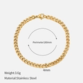 Golden stainless steel Cuban link bracelet 180mm with 4mm width and lobster clasp - 4mm-18cm / Gold