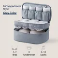 Grey multi-functional travel organizer bag with eight compartments for bras and socks - 8-Compartment Double Layer / Gray