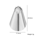 Small stainless steel icing nozzle with multi-teeth tip design, 29.6mm height and 17.4mm base - Style 26