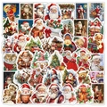 53 pegatinas navideñas festivas con Papá Noel en acuarela, renos y hombre de jengibre - Navidad Vintage (53 piezas)