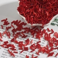 Polished red silver-lined glass bugle beads for DIY necklace and jewelry making - Diameter approx 2mm x Length approx 7mm 15g/Pack Approx 300 Pieces / Red
