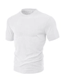 Close-up of white waffle texture fabric and crew neck label on men's 100% polyester polo shirt - White