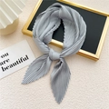 Elegant pleated gray square scarf for women in lightweight fabric with stylish knot design - Light Gray