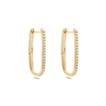 Luxurious gold U-shaped hoop earrings with sparkling micro-pave cubic zirconia crystals - Pave Zirconia U-shaped Gold (JQH0401-GG)