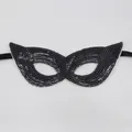 Elegant black sequin Mardi Gras mask with elastic strap for masquerade ball parties - Sequin Mask Style D-Black