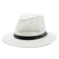 Herren Trilby Hut aus weißem Netzgewebe mit schwarzem Band für sommerlichen Sonnenschutz - M (56-58cm) / Weiß