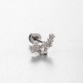 Elegante pendiente de estrella plateada para cartílago con circonitas y cierre de rosca - Estilo Multiestrella Microincrustada (A137-5#)
