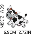 Detailed view of cartoon cow embroidered patch with clear stitching and size measurements - Standing Side Head Cow (2号)