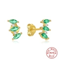 925 sterling silver gold plated hoop earrings with marquise green zircon stones - 925 Silver / Gold-Green Zirconia