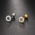 Surgical stainless steel zircon stud earrings in silver and golden finish options - Round CZ Pave(S-CC001-15)