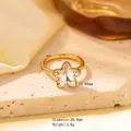 Gold plated stainless steel ring featuring a large star-shaped faceted clear crystal stone - Adjustable Open / JOM25051-Gold Five-pointed Star Clear Stone