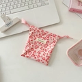 Pink drawstring storage bag with heart leopard print and canvas fabric texture - 14cm*16cm / Corduroy Leopard Heart Pink