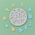 Christmas silicone mold with tree, deer, bell, and house shapes for DIY cake baking decoration - Christmas Styling Mix (600)