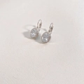 Silver oval zircon pendant earrings in minimalist stainless steel finish - Silver & White (DEP1280)