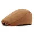 Klassische karamellbraune Schiebermütze aus Wolle für Damen und Herren im Brit-Stil - Verstellbar (55-59cm) / Khaki