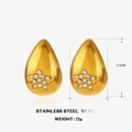 Orecchini a goccia in acciaio dorato con stella di zirconi, misura 2.5cm - Stile a Goccia con Stella