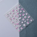 Macro-opname van 5D-reliëf nagelstickers met getextureerde roze en witte konijnmotieven - Schattig konijn reliëf stijl (TS-066)