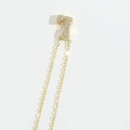Gold plated number 7 pendant necklace with micro-pave sparkling zircon stones - Letter L