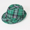 Classic green and black checkered jazz hat with a traditional Scottish plaid pattern - Scottish Style / Green Plaid