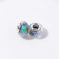 Faceted resin large hole beads with aurora borealis effect and silver metal core - Black