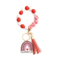 Portachiavi a bracciale con perline di San Valentino con nappa rossa e cuori bianchi e rossi - Motivo a Cuore Nappina Rossa
