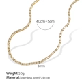 Golden titanium steel tennis necklace featuring rectangular cubic zirconia stones 40cm plus 5cm - XL293 White Zircon Gold Necklace