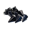 Set of black agate hexagonal cone pendants with silver metal clasps on white surface - Bright Black Hexagonal Cone