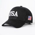 Berretto da baseball nero classico con ricamo USA e patch bandiera USA sul lato - Nero