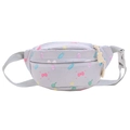 Cute light purple kids waist bag with colorful candy prints and rabbit zipper pull - Gray