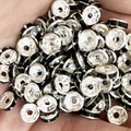 8 mm zilveren tussenkralen met zwart emaille voor het maken van DIY-sieraden - Zilveren Basis Zwart Strass