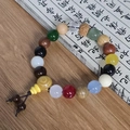 Eighteen multi-material Bodhi seed prayer beads bracelet with colorful round gemstones - Budget Style (Special Offer)