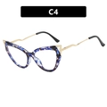 Schicke Katzenaugen Brille in Blau-Violett-Schildpatt mit gewellten Goldbügeln - Blau Tee Schildpatt