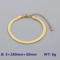 5mm wide golden herringbone chain bracelet with 180mm length and adjustable 50mm extender - Gold Snake Chain (KB188863-Z)