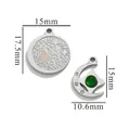 Pendentifs DIY ronds et en croissant plaqués or 18 carats pour la création de bijoux - Argent-S18 Gemme Lune Soleil