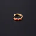 Chic gold-plated huggie earring featuring vibrant orange pavé zircon stones - Orange Zirconia (323-5#)