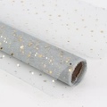 Grey mesh wrapping fabric with gold foil star and moon patterns for flower bouquets - 50cm*5 Yards/Roll / Fog Blue