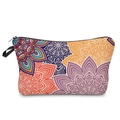 Detail of colorful mandala pattern makeup bag with zipper closure and side handle - 51998/Orange-Red Beige Mixed Mandala