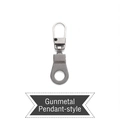 Universal pendant style gunmetal replacement zipper pull for bags and coats - Pendant - Gunmetal