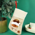 Calza di Natale rustica in iuta con renna di peluche appesa a un ramo festivo - Alce / Grande 20cm / Champagne