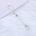 Silver metal D-ring carabiner with two beads for DIY beaded keychains and backpack decor - Silver