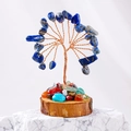 Handmade lapis lazuli crystal tree with copper wire on a natural wood base sculpture - Lapis Lazuli