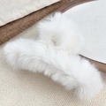 Plush white faux fur hair claw clip for thick hair styling in large size - White
