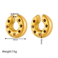 Goldene Edelstahl Ohrringe mit Sternmuster hohl und 30mm Durchmesser Größenangaben Detail - Sternenmuster Stil (F614) / Gold