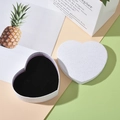 Scatola porta gioielli bianca a cuore con fodera nera e bordo sottile viola - 11.5*10*4.2cm / Bianco